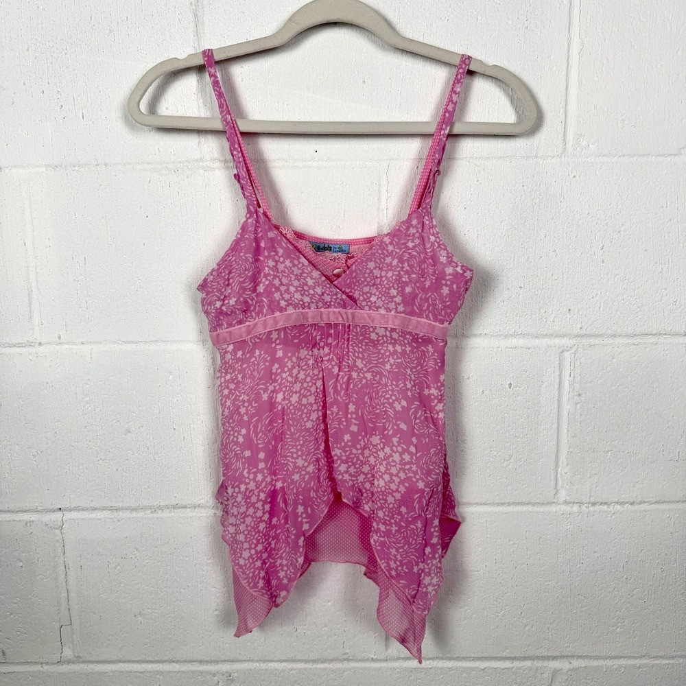 Lunachix NWT Babydoll Cami XS Pink Floral Y2K (07) Asymmetric Fairy Ethereal